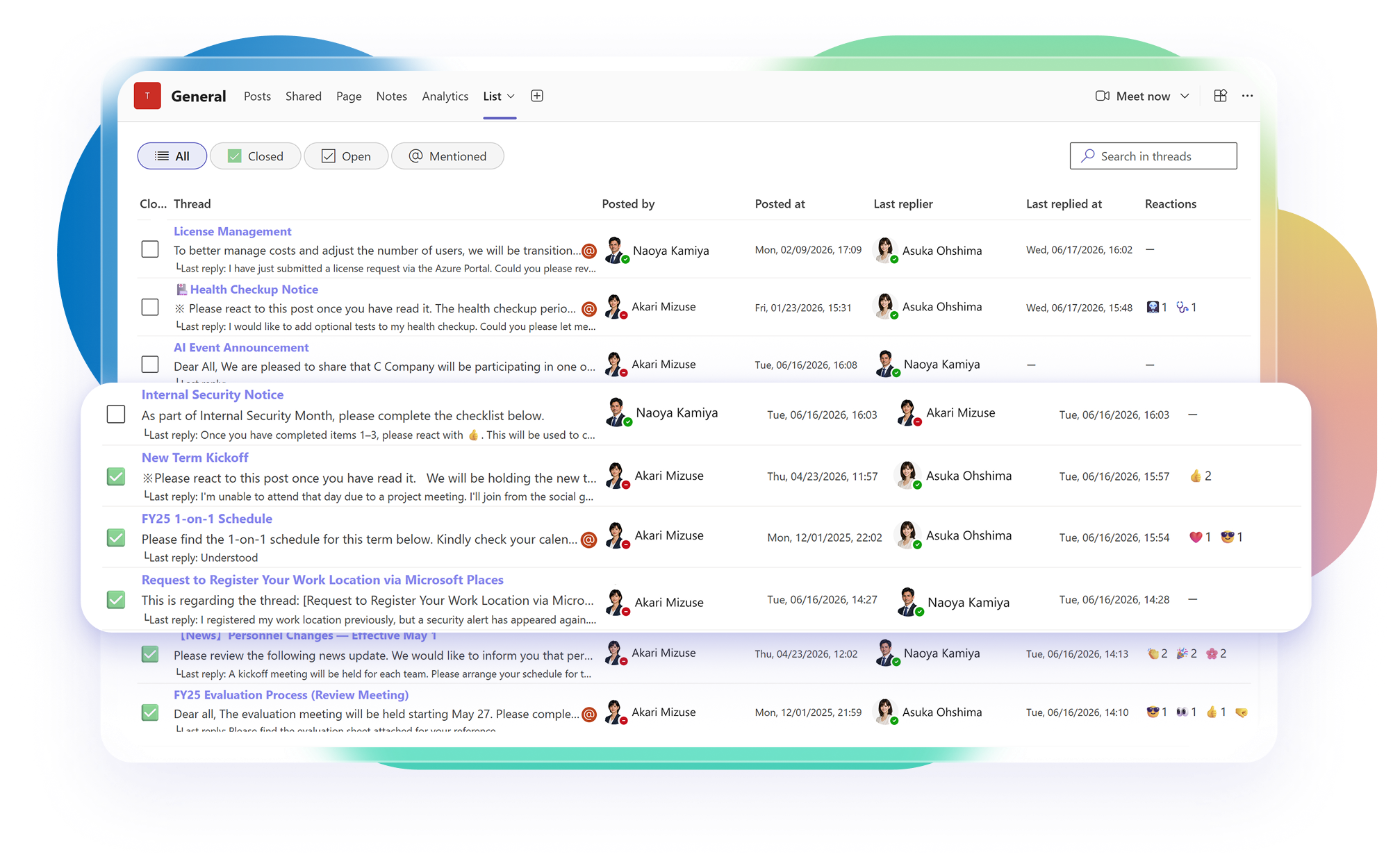 Feature 1 - Get a complete overview of all team activity