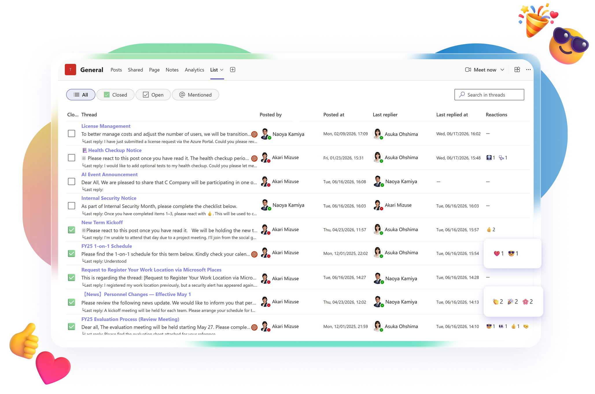 Feature 04 - Check your team's reactions at a glance